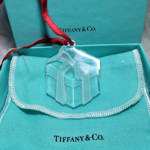 *SALE* AUTHENTIC EUC Tiffany & Co. Crystal Bow Box Ornament w/ Pouch and Box - Picture 3 of 7